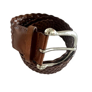 Michael Kors Boho Western Woven Braided Leather Wide Belt Brown Womens M